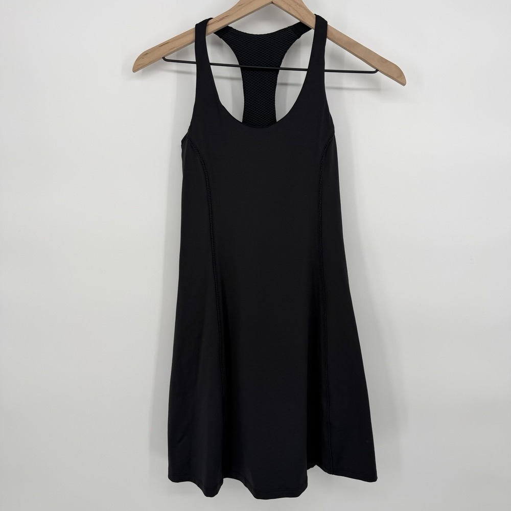 Outdoor Voices Sz XS Black Athleisure Dress Built-In Bra & Shorts Liner Stretchy - Picture 2 of 8